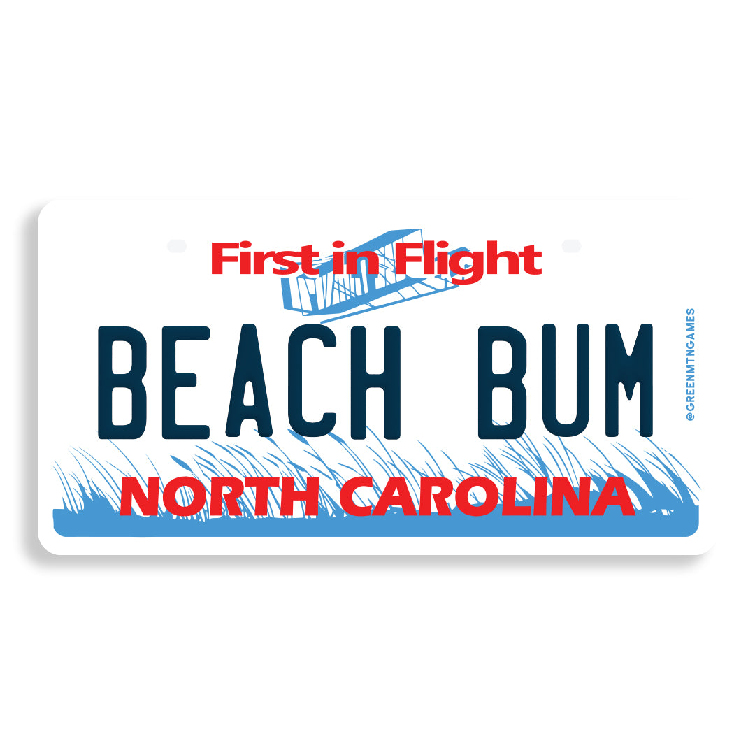 Beach Bum NC - North Carolina License Plate Sticker