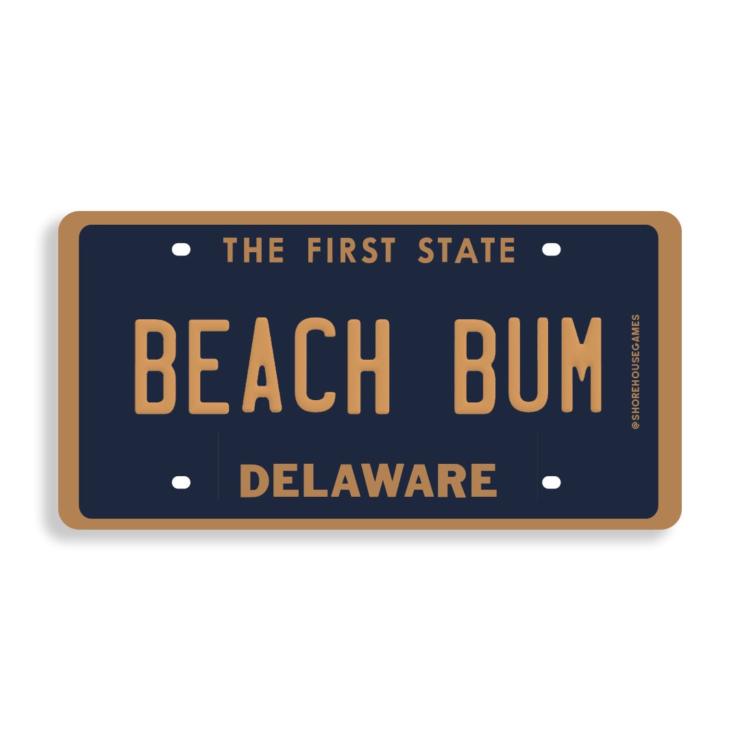Beach Bum DE - Delaware License Plate Sticker