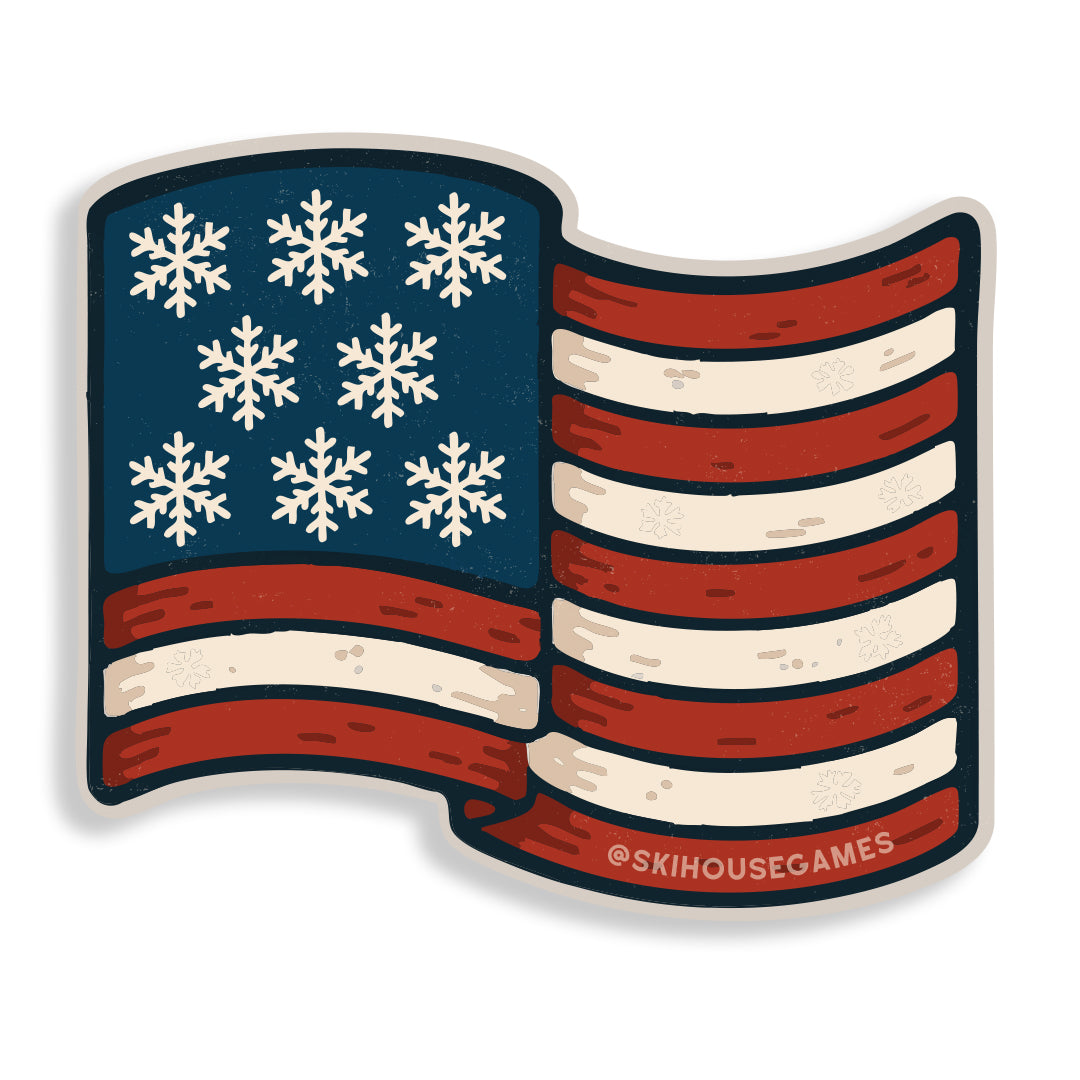 Snowy Flag Ski Helmet Sticker