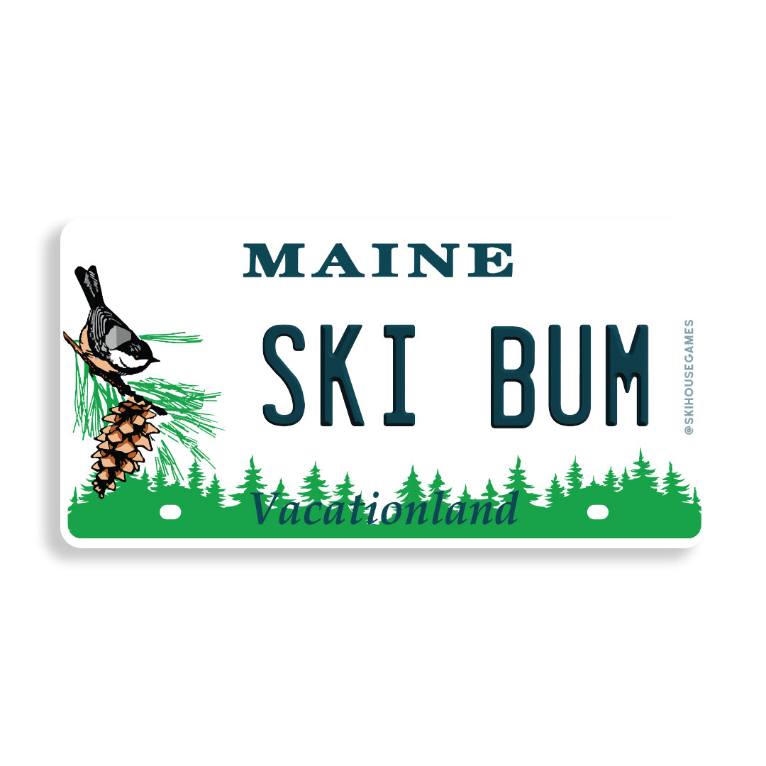 Ski Bum - Maine License Plate Sticker