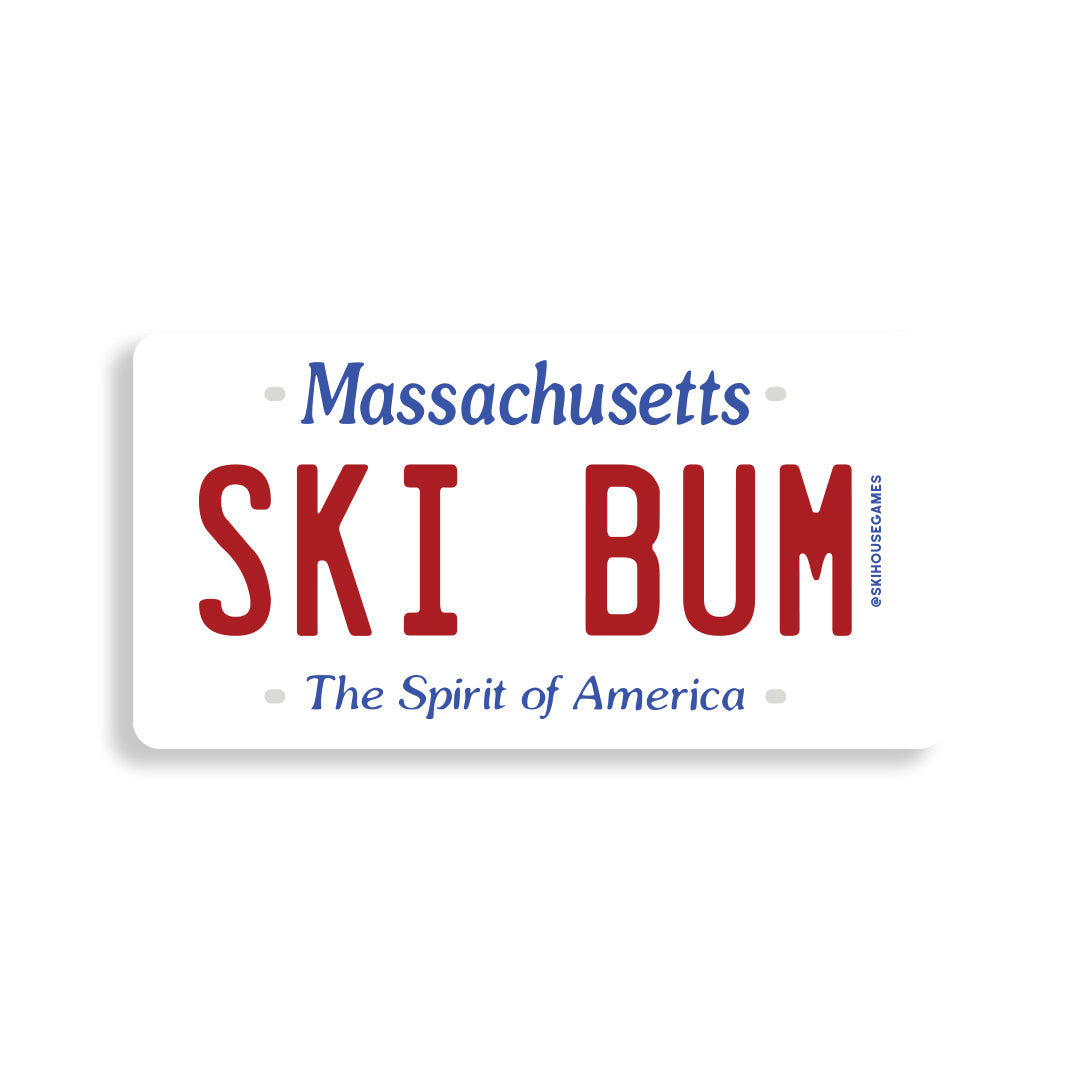 Ski Bum MA - Massachusetts License Plate Sticker