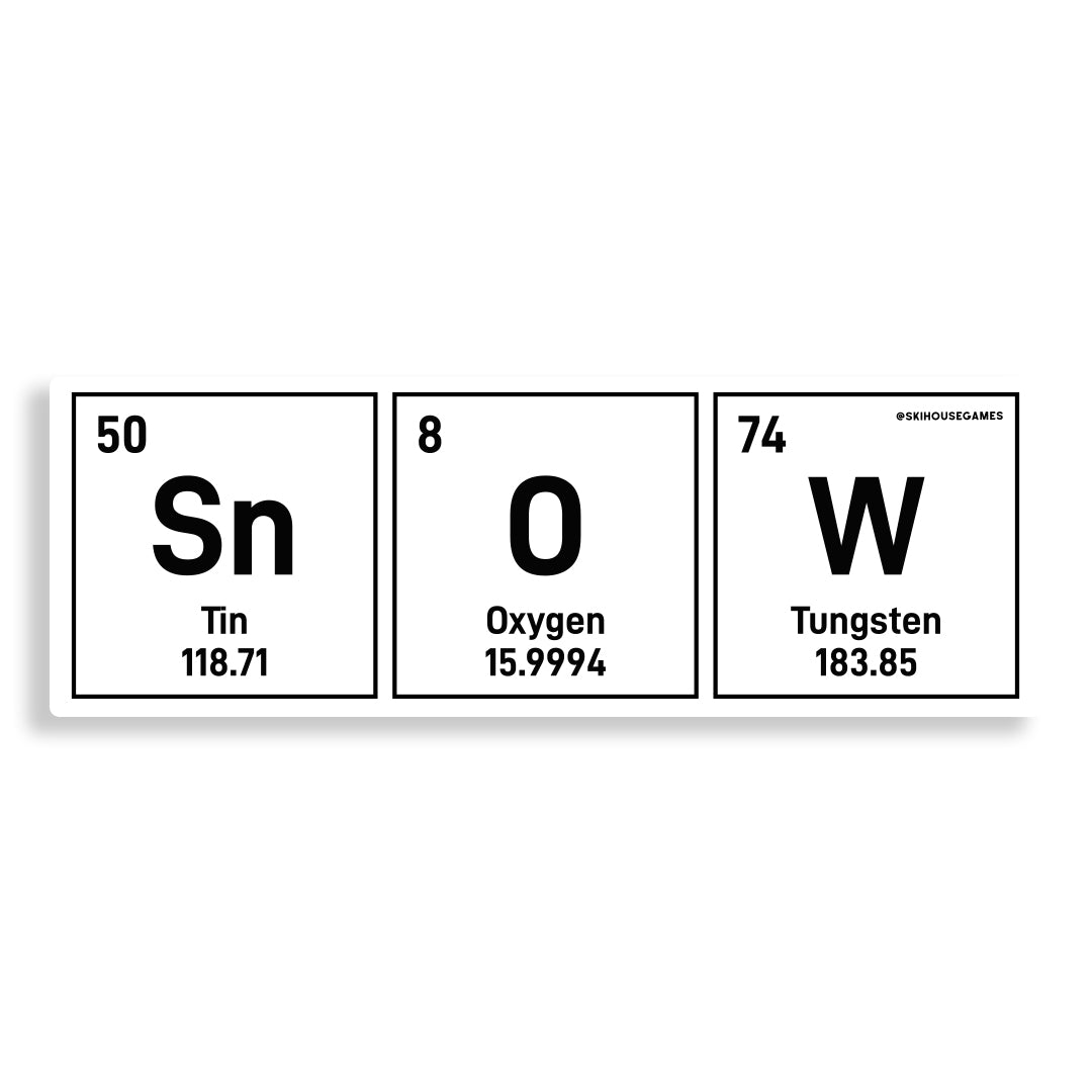 White Snow Periodic Table Ski Sticker