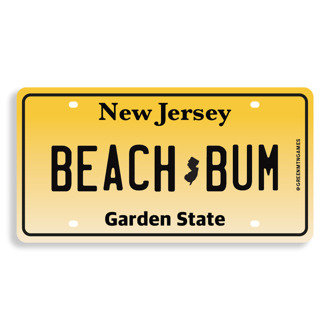 Beach Bum NJ - New Jersey License Plate Sticker