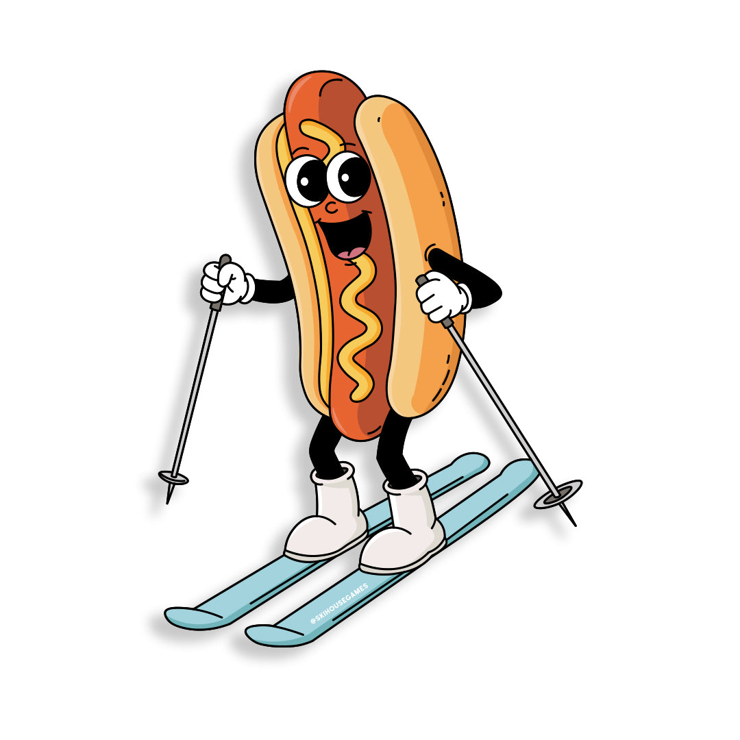 Hot Dog Skiier Sticker