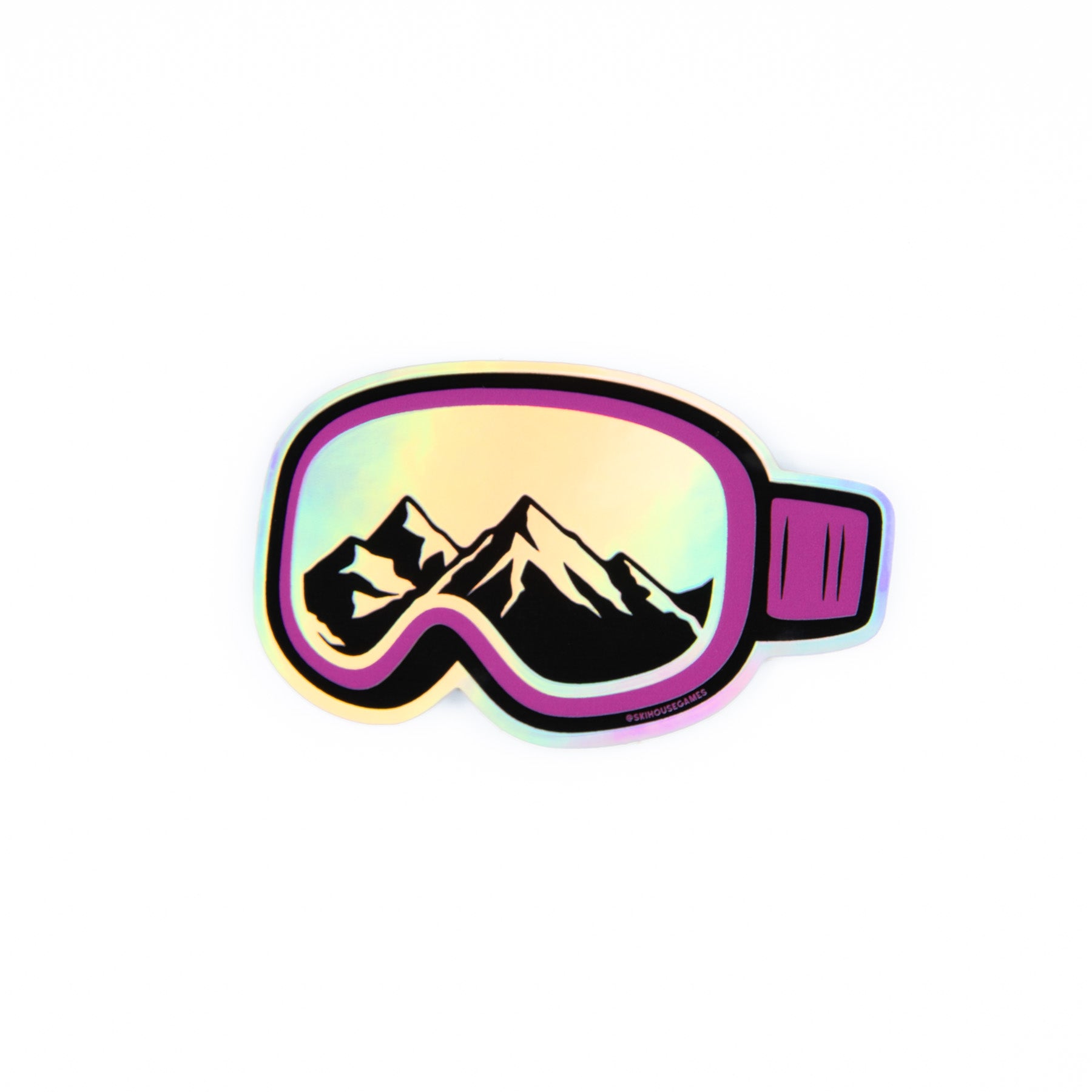 Pink Mountain Holographic Goggles - Ski Helmet Sticker