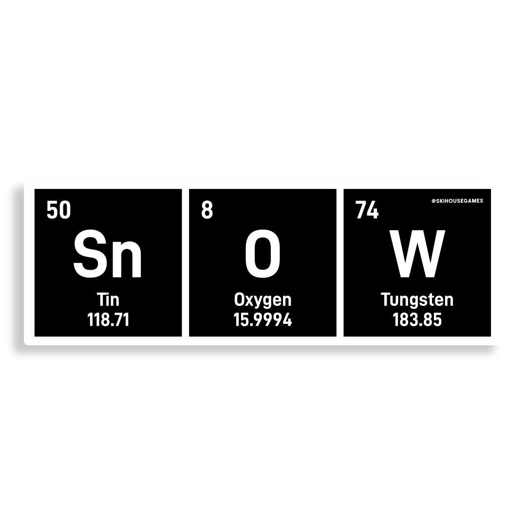 Black Snow Periodic Table Ski and Snowboard Sticker